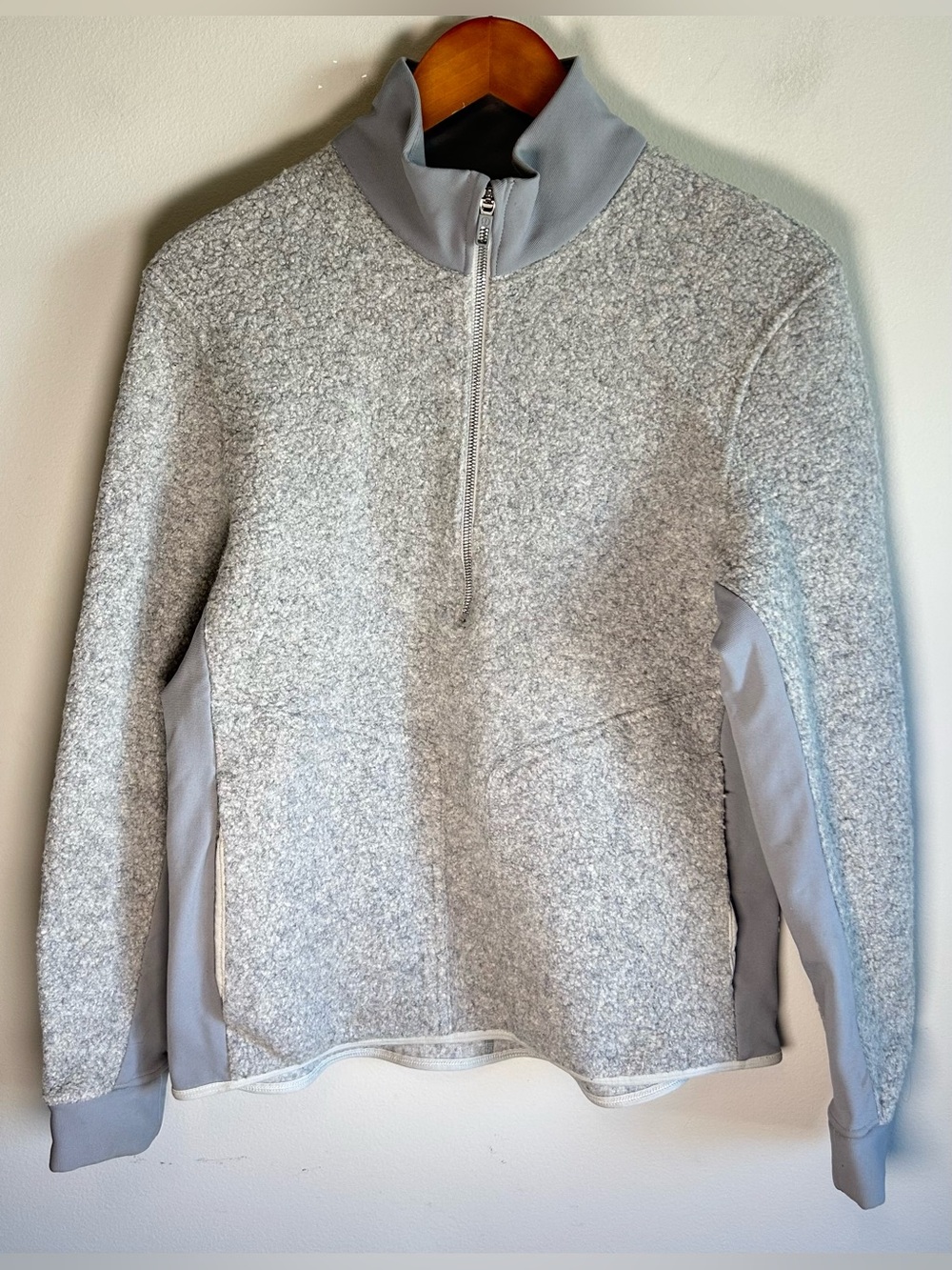 Lululemon Tundra Trek 1/2 Zip Wool Blend Fleece Sweater Jacket Unisex Sz M Gray